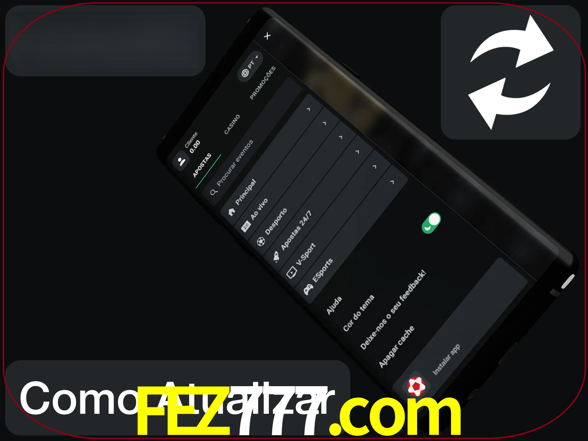O aplicativo é atualizado automaticamente quando você faz o login.