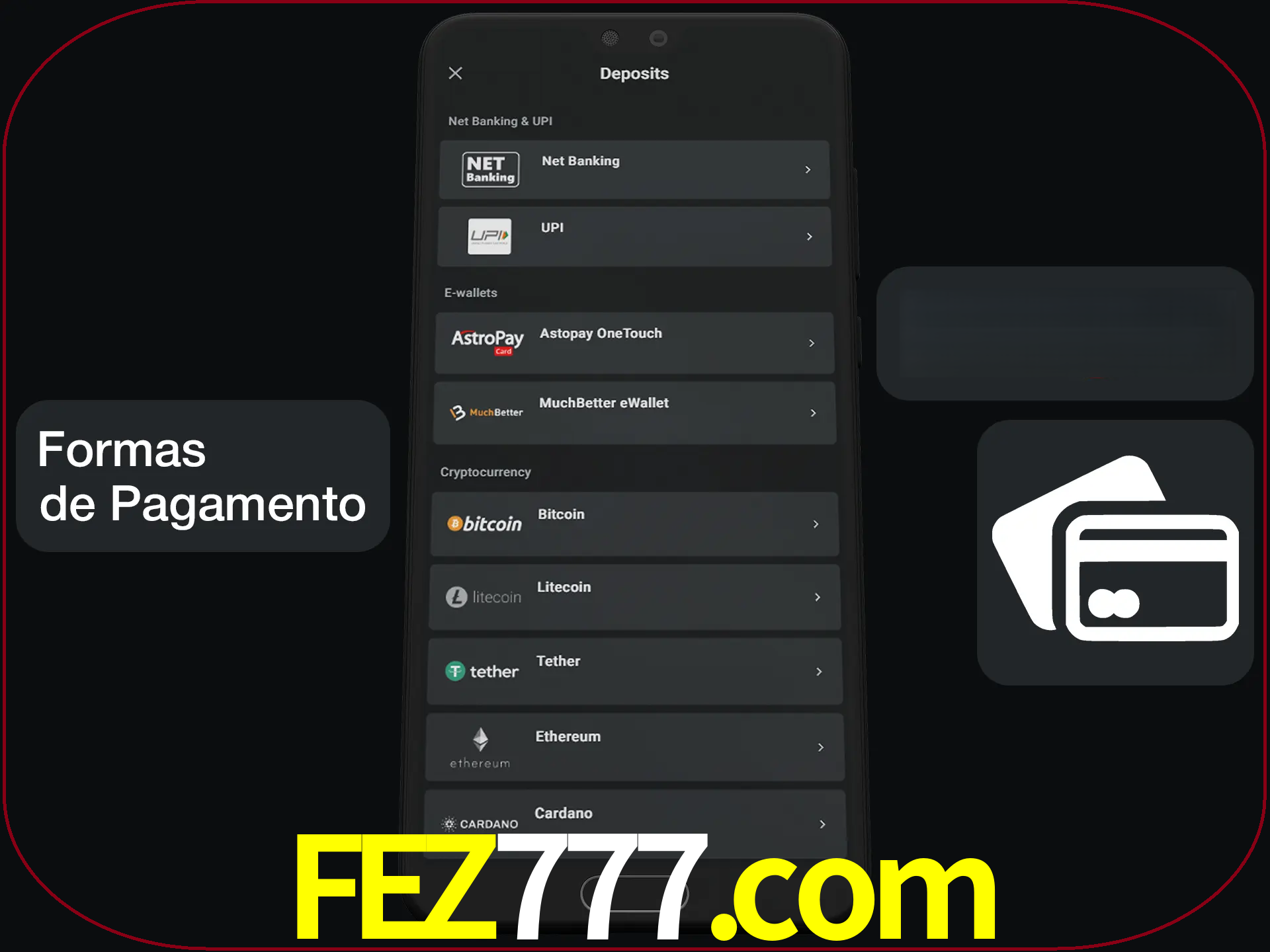 Escolha a forma de pagamento de sua preferência.