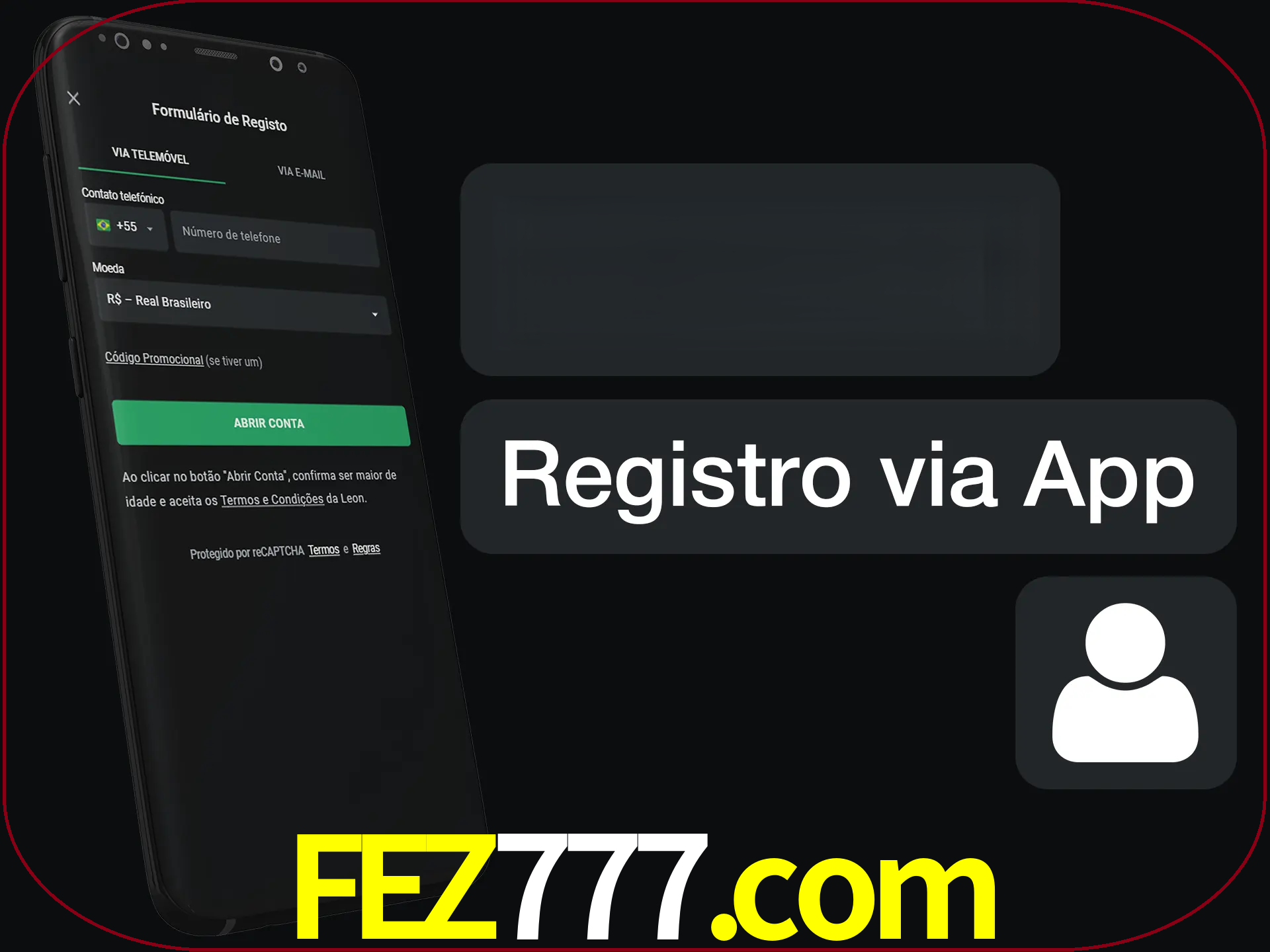 Registre-se com duas etapas usando o aplicativo.