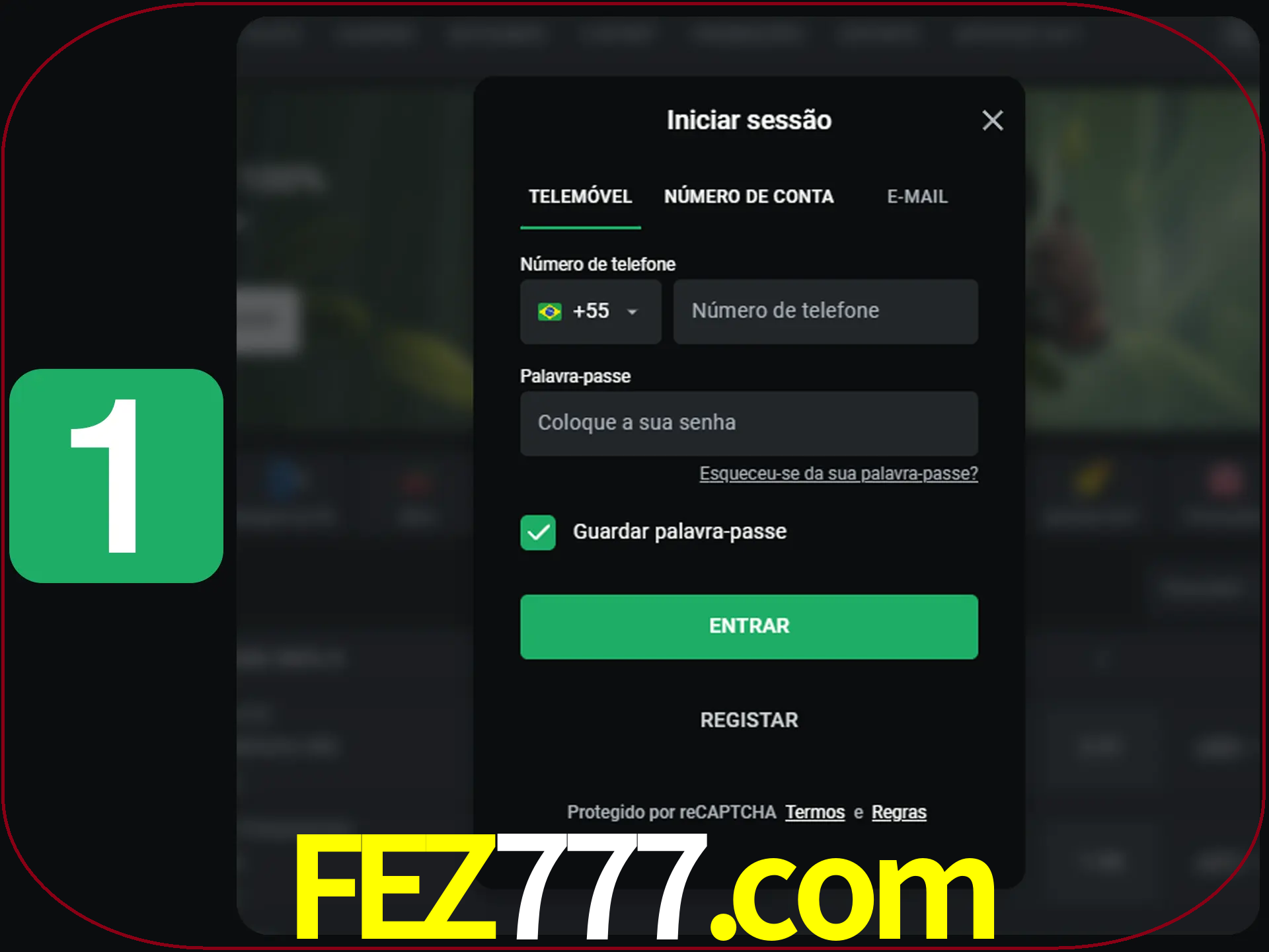 Clique no botão Entrar.